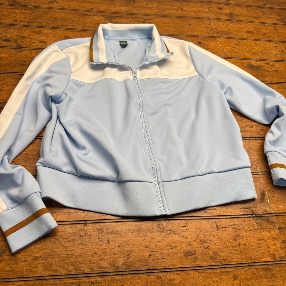 Wild Fable Women's Blue White Track Jacket Full Zip Athletic Retro Size L - Picture 1 of 6